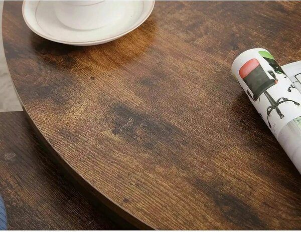 Masuta cafea ELLA A, maro rustic/negru mat, PAL/metal, 80x45 cm