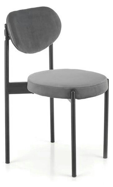 Scaun tapitat K509, gri, stofa catifelata, 42x48x80 cm