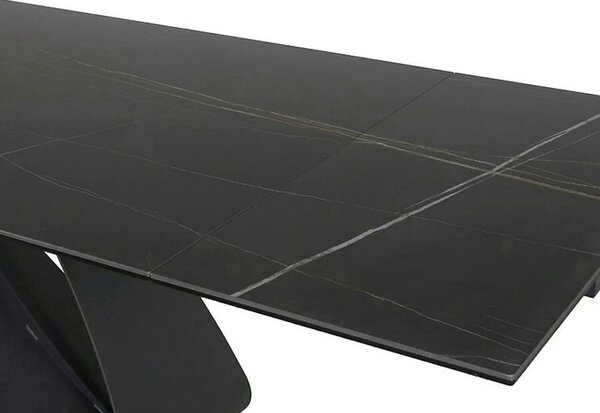 Masa cu blat de sticla/ceramica DIUNA CERAMIC, negru, 160/240x90x76 cm