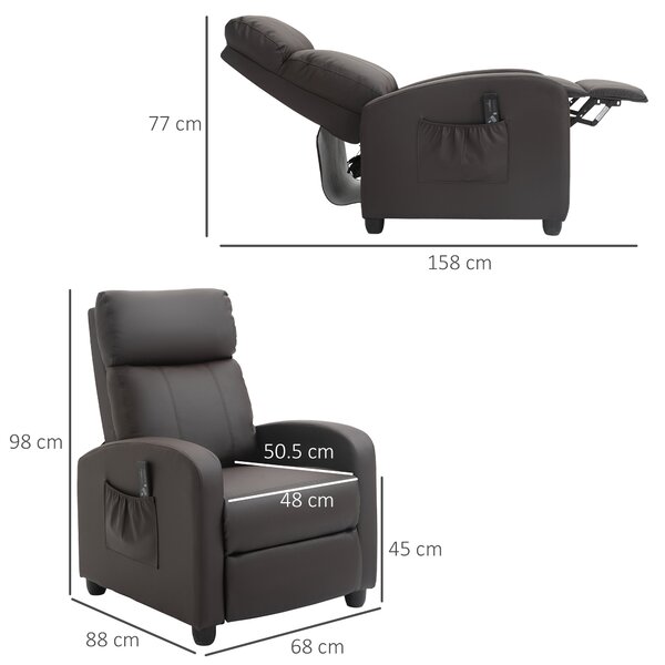 Fotoliu cu masaj HOMCOM cu 8 functii si 5 intensitati, maro | Aosom Romania