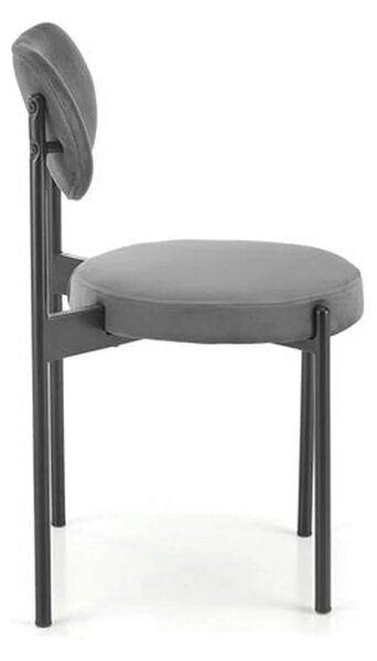 Scaun tapitat K509, gri, stofa catifelata, 42x48x80 cm