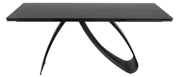 Masa cu blat de sticla/ceramica DIUNA CERAMIC, negru, 160/240x90x76 cm