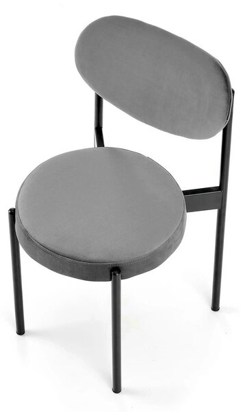 Scaun tapitat K509, gri, stofa catifelata, 42x48x80 cm