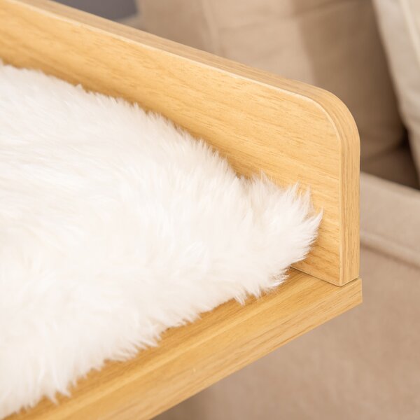 PawHut Căsuță Elegantă pentru Pisici, Design Modern Stejar și Alb, 35x35x81cm | Aosom Romania