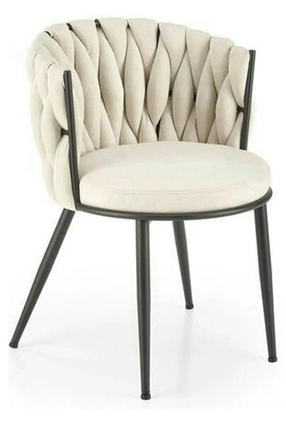 Scaun dining modern K516, bej/negru, stofa clasica/otel, 57x60x79 cm