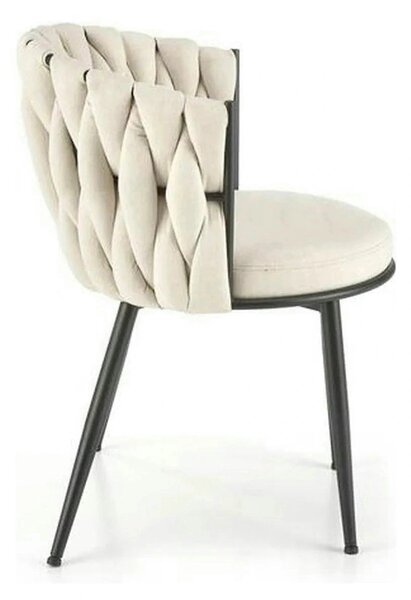 Scaun dining modern K516, bej/negru, stofa clasica/otel, 57x60x79 cm