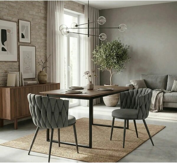 Scaun dining modern K516, gri/negru, stofa/otel, 57x60x79 cm