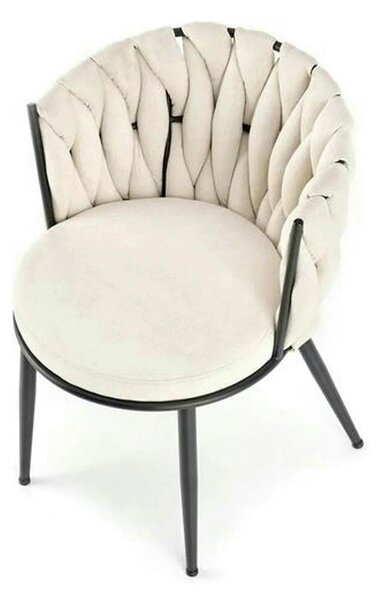 Scaun dining modern K516, bej/negru, stofa clasica/otel, 57x60x79 cm