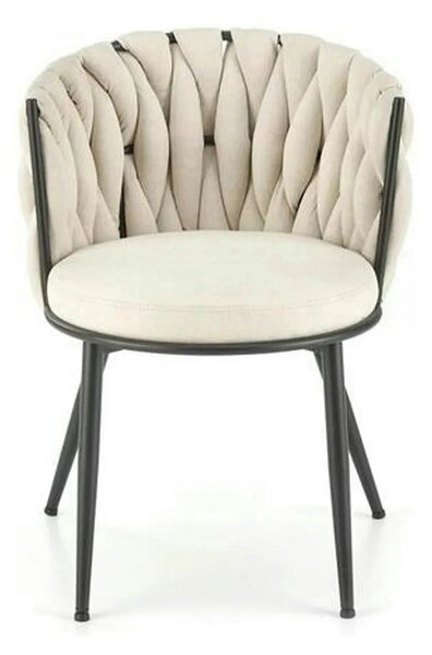 Scaun dining modern K516, bej/negru, stofa clasica/otel, 57x60x79 cm