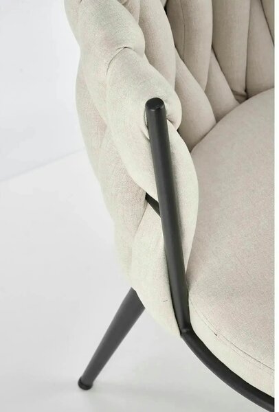 Scaun dining modern K516, bej/negru, stofa clasica/otel, 57x60x79 cm
