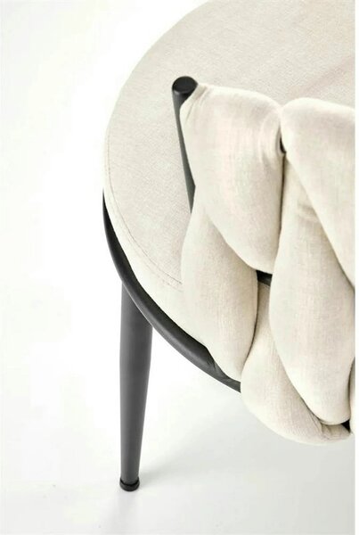 Scaun dining modern K516, bej/negru, stofa clasica/otel, 57x60x79 cm