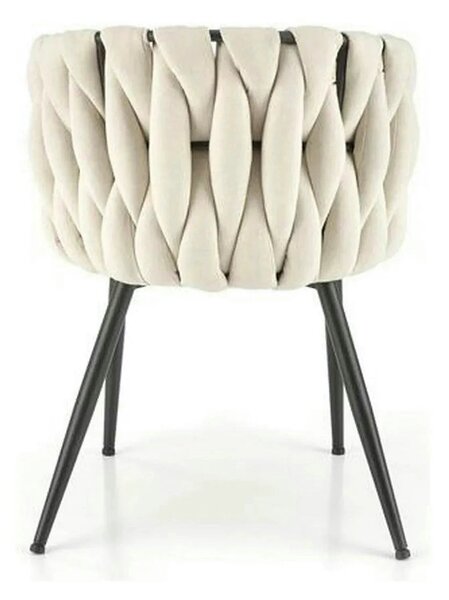 Scaun dining modern K516, bej/negru, stofa clasica/otel, 57x60x79 cm