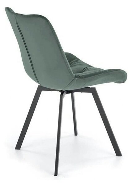 Scaun pivotant K519, verde inchis, stofa catifelata/metal, 54x63x86 cm