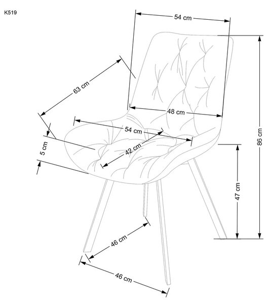 Scaun pivotant K519, negru, stofa catifelata/metal, 54x63x86 cm