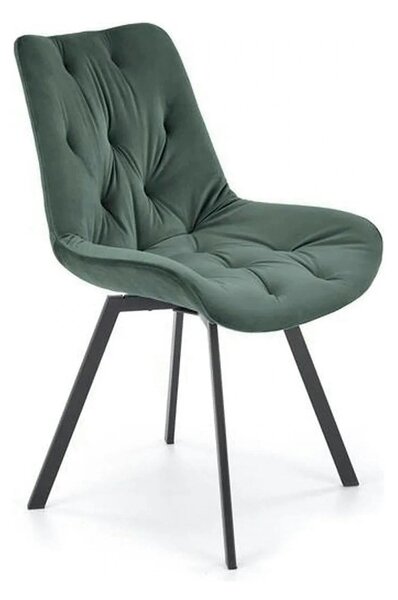 Scaun pivotant K519, verde inchis, stofa catifelata/metal, 54x63x86 cm