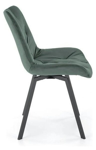Scaun pivotant K519, verde inchis, stofa catifelata/metal, 54x63x86 cm