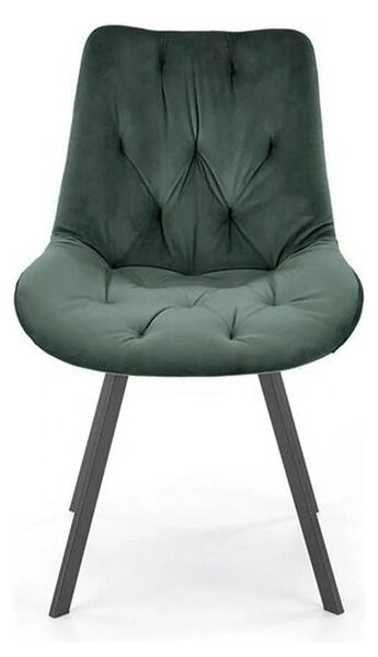 Scaun pivotant K519, verde inchis, stofa catifelata/metal, 54x63x86 cm