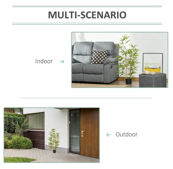 HOMCOM Bambus Artificial Luxuriant în Ghiveci, 120 cm, 336 Frunze Verzi, Decor Elegant Interior/Exterior | Aosom Romania