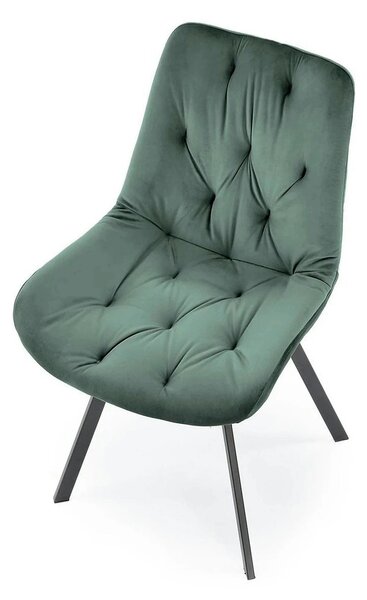 Scaun pivotant K519, verde inchis, stofa catifelata/metal, 54x63x86 cm