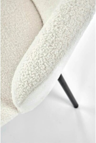 Scaun tapitat crem K518, crem, stofa buclata/metal, 57x59x75 cm