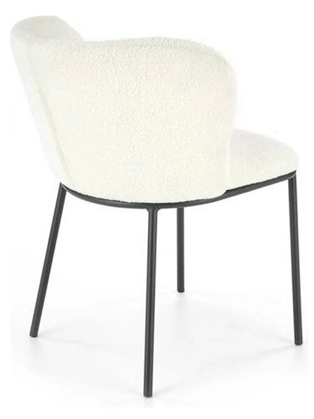 Scaun tapitat crem K518, crem, stofa buclata/metal, 57x59x75 cm