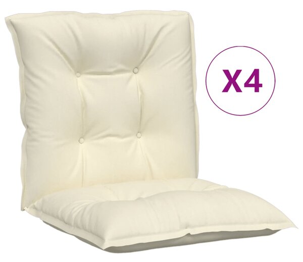 Perne scaun cu spătar mic, 4 buc., crem, 100x50x7 cm, textil