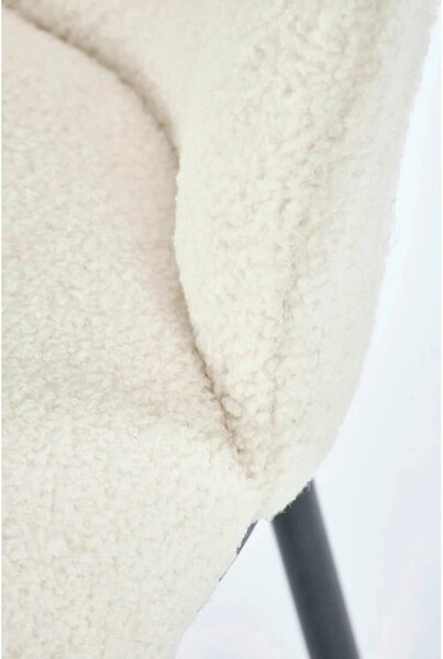 Scaun tapitat crem K518, crem, stofa buclata/metal, 57x59x75 cm