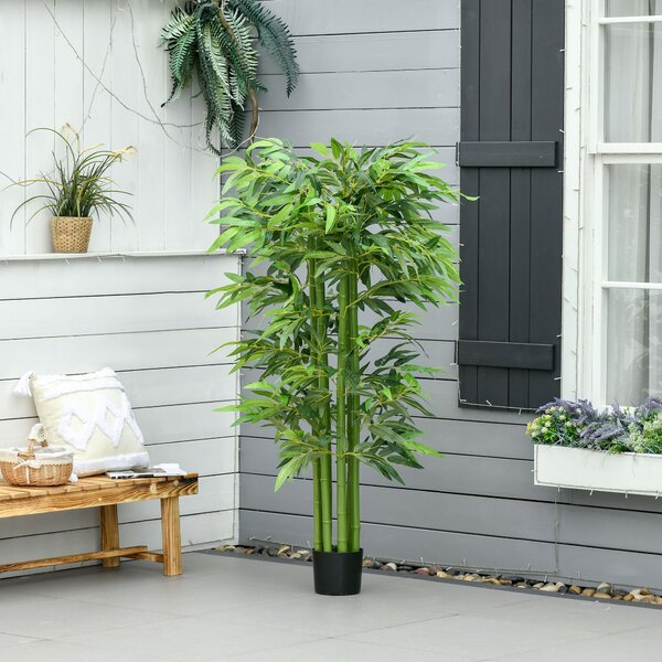 Planta artificiala de bambus, cu ghiveci, 160cm, verde HOMCOM | Aosom Romania