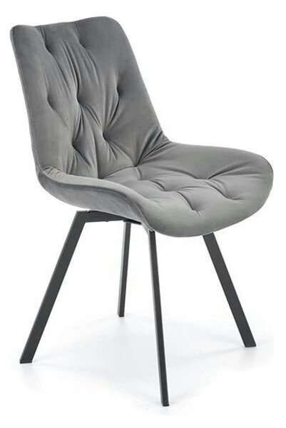 Scaun pivotant K519, gri, stofa catifelata/metal, 54x63x86 cm