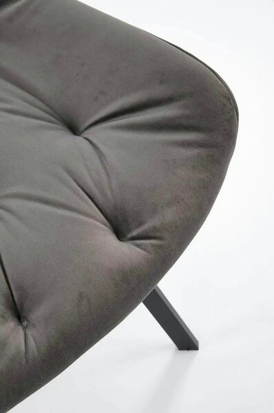 Scaun pivotant K519, gri, stofa catifelata/metal, 54x63x86 cm