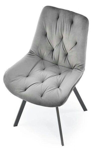 Scaun pivotant K519, gri, stofa catifelata/metal, 54x63x86 cm