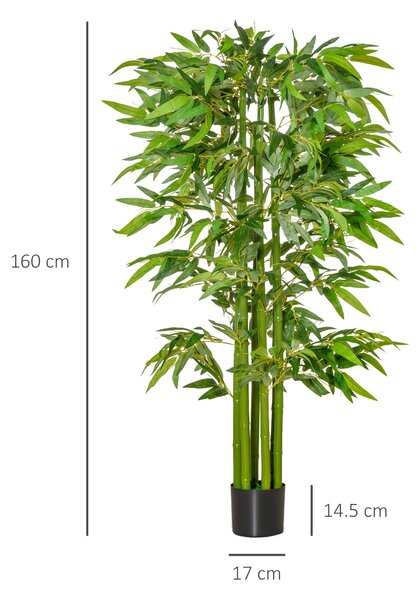 Planta artificiala de bambus, cu ghiveci, 160cm, verde HOMCOM | Aosom Romania