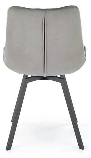 Scaun pivotant K519, gri, stofa catifelata/metal, 54x63x86 cm