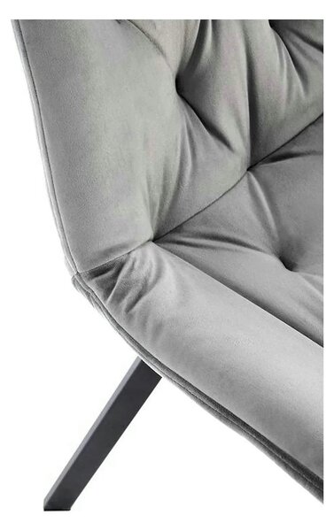 Scaun pivotant K519, gri, stofa catifelata/metal, 54x63x86 cm