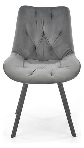 Scaun pivotant K519, gri, stofa catifelata/metal, 54x63x86 cm