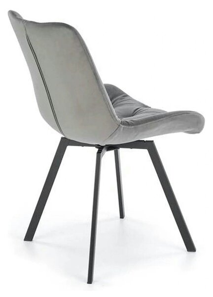 Scaun pivotant K519, gri, stofa catifelata/metal, 54x63x86 cm