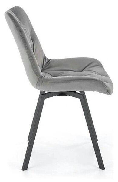 Scaun pivotant K519, gri, stofa catifelata/metal, 54x63x86 cm