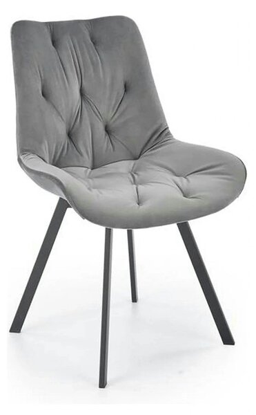 Scaun pivotant K519, gri, stofa catifelata/metal, 54x63x86 cm