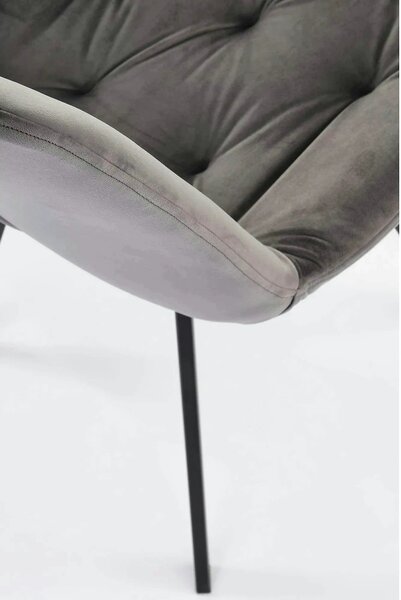 Scaun pivotant K519, gri, stofa catifelata/metal, 54x63x86 cm