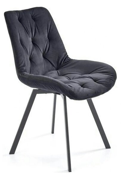 Scaun pivotant K519, negru, stofa catifelata/metal, 54x63x86 cm