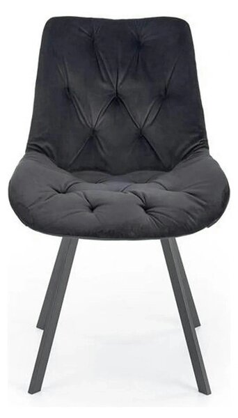 Scaun pivotant K519, negru, stofa catifelata/metal, 54x63x86 cm