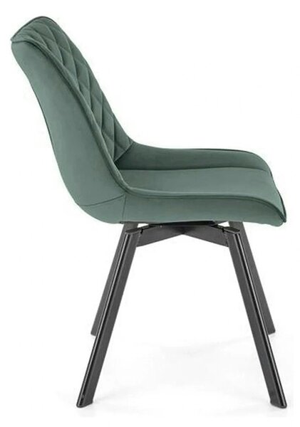 Scaun tapitat K520, verde/negru, stofa catifelata, 45x63x80 cm