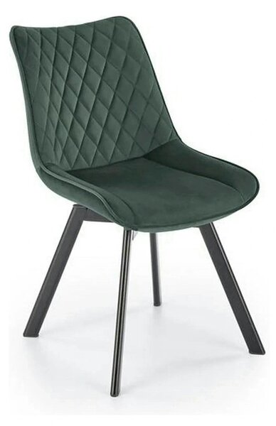 Scaun tapitat K520, verde/negru, stofa catifelata, 45x63x80 cm