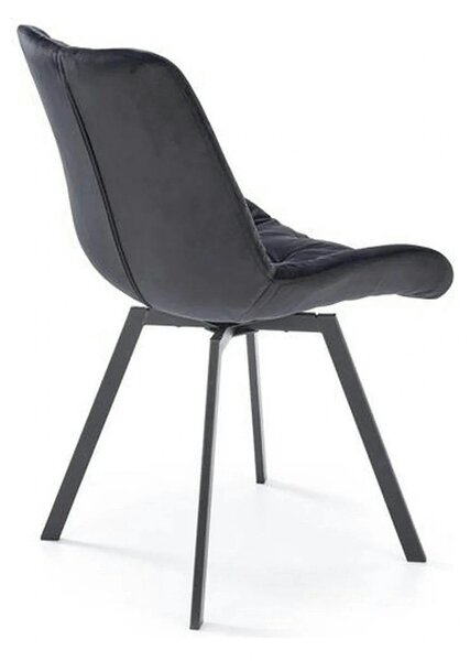 Scaun pivotant K519, negru, stofa catifelata/metal, 54x63x86 cm