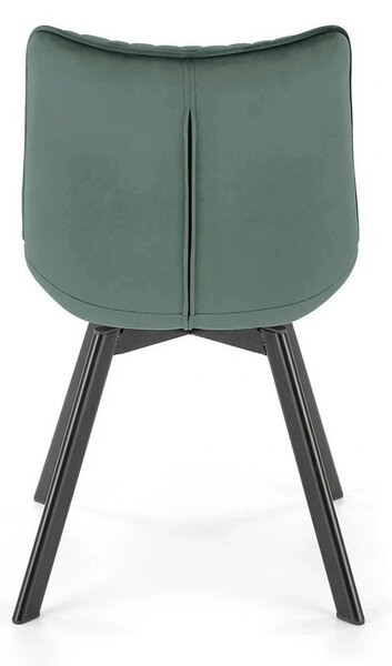 Scaun tapitat K520, verde/negru, stofa catifelata, 45x63x80 cm