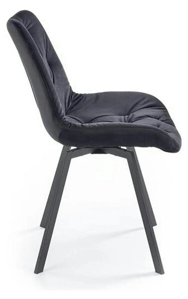 Scaun pivotant K519, negru, stofa catifelata/metal, 54x63x86 cm
