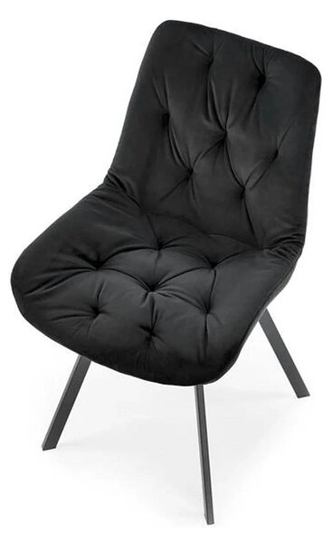 Scaun pivotant K519, negru, stofa catifelata/metal, 54x63x86 cm