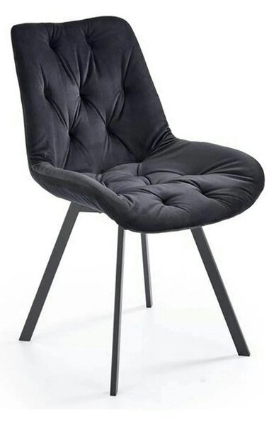 Scaun pivotant K519, negru, stofa catifelata/metal, 54x63x86 cm