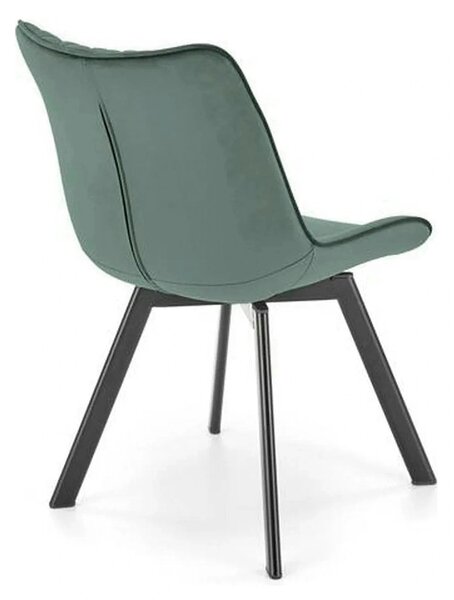 Scaun tapitat K520, verde/negru, stofa catifelata, 45x63x80 cm