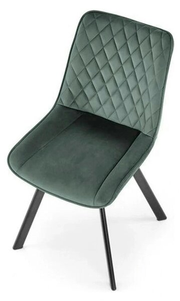 Scaun tapitat K520, verde/negru, stofa catifelata, 45x63x80 cm